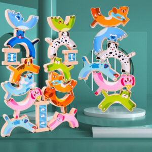 Puppy stacking high building blocks balancing toy
