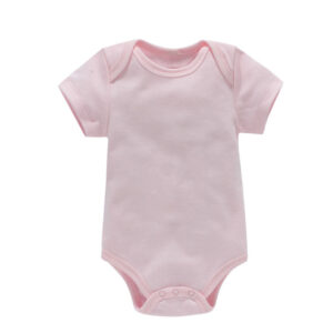 Short-sleeved Bodysuit Romper Newborn Clothes Onesies Plain BabyPink