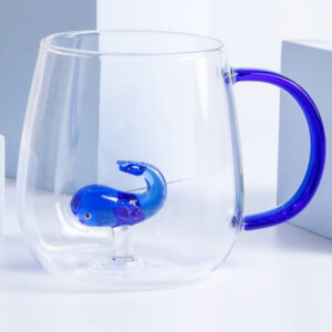 3D Animal Colored Glass 400ml mug with handle 3D-Whale